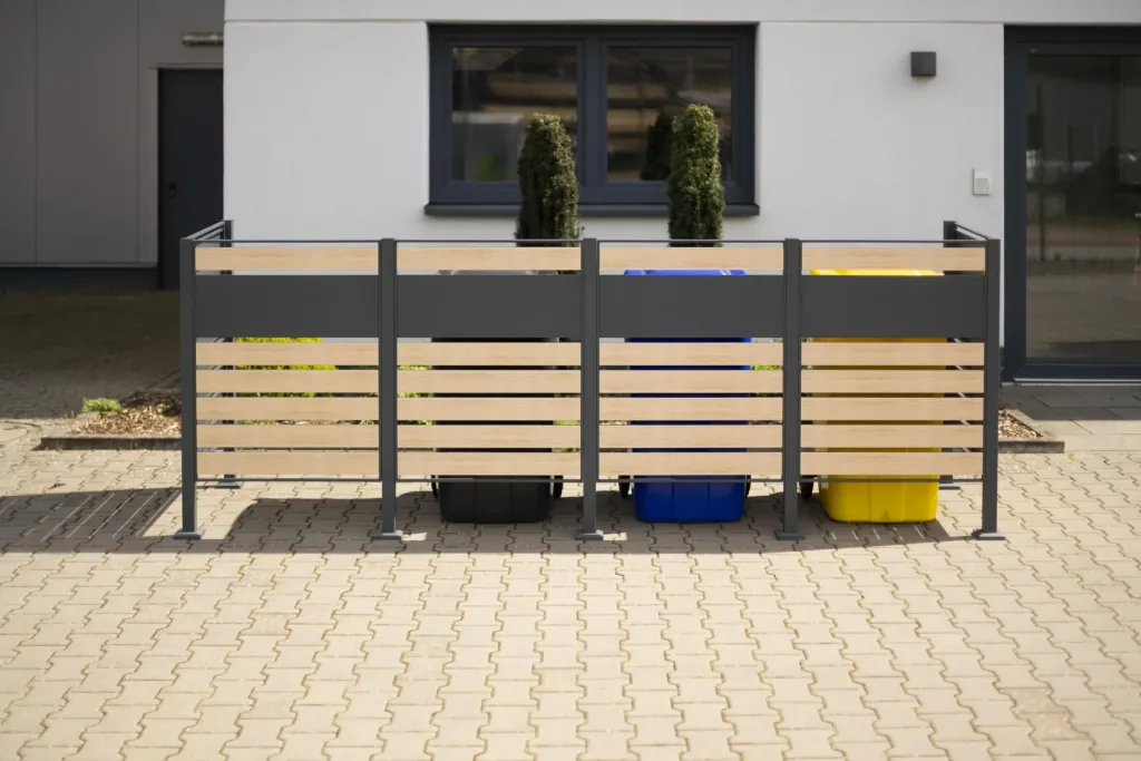 Mülltonnenverkleidung Planum 4er Box, 120 cm, holzoptik