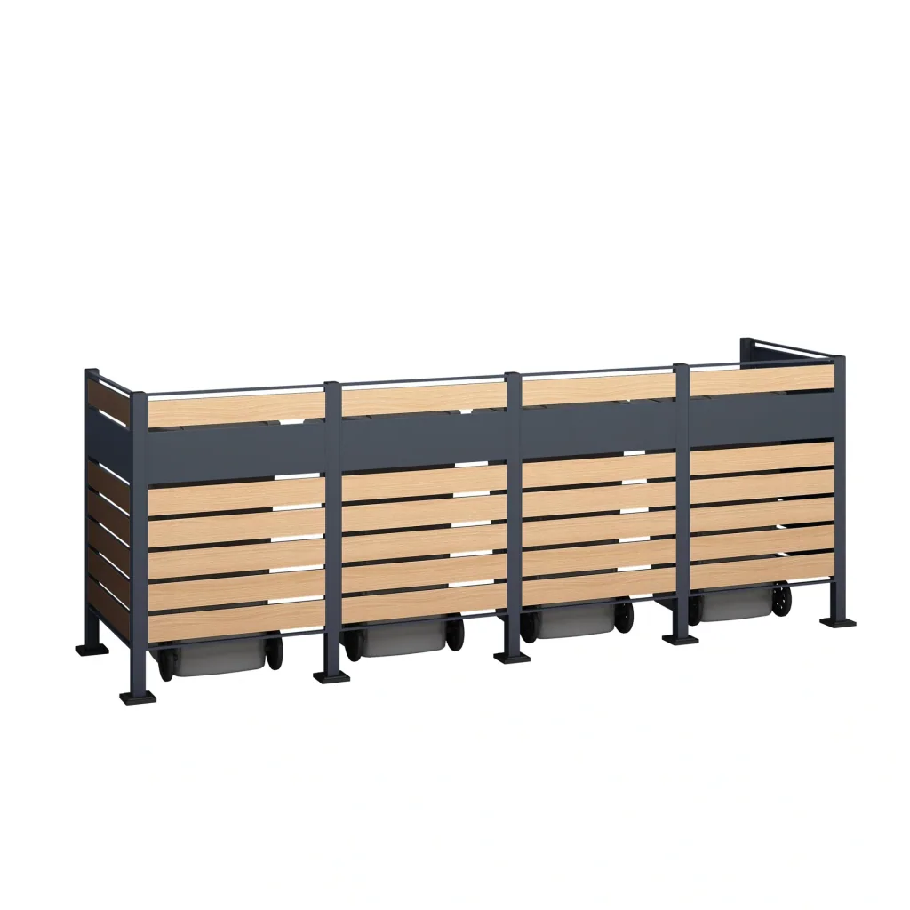 Mülltonnenverkleidung Planum 4er Box, 120 cm, holzoptik