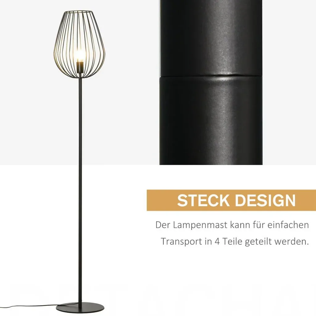 Stehleuchte im Retro-Industriestil schwarz