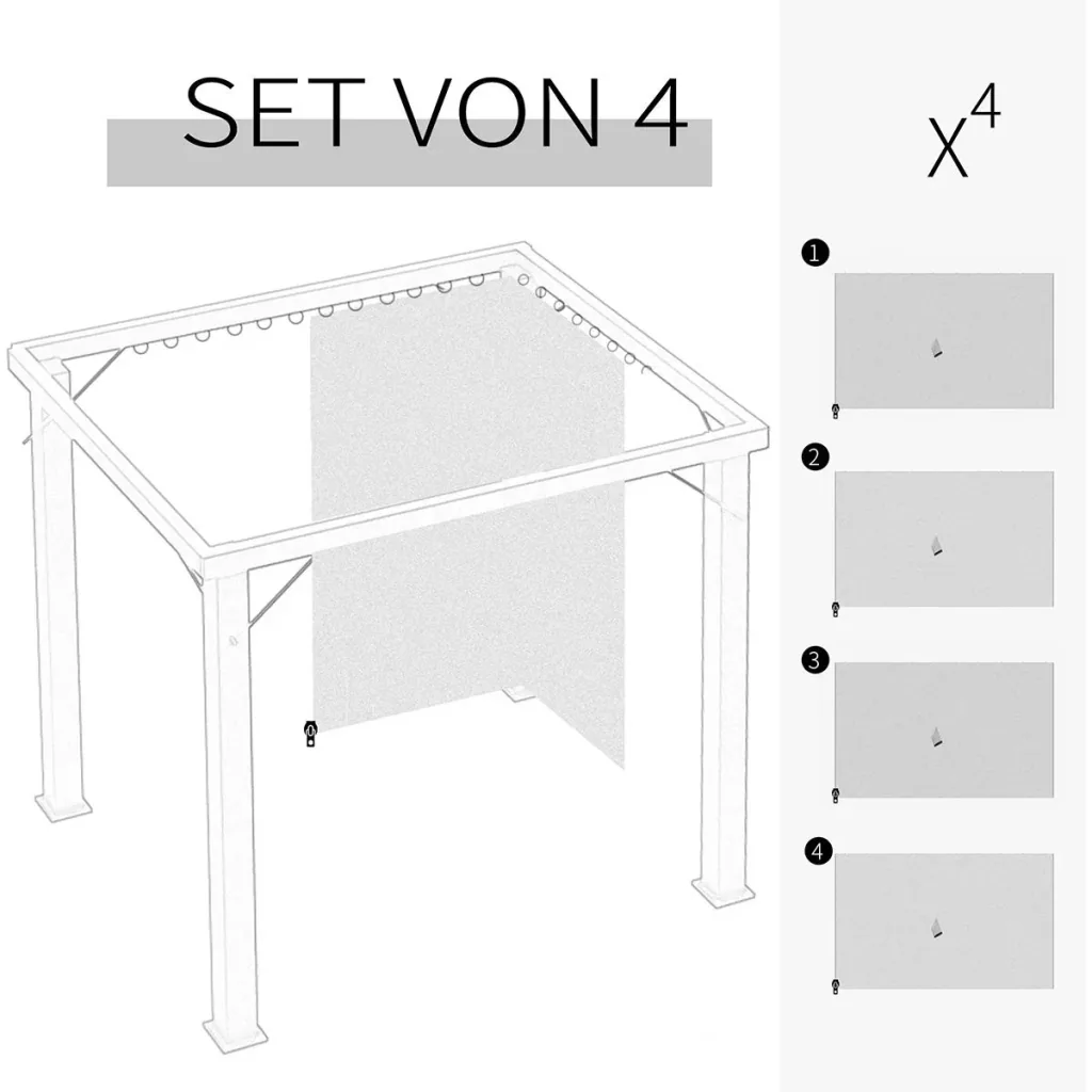 4 Seitenteile für 3x4 m Pavillon m