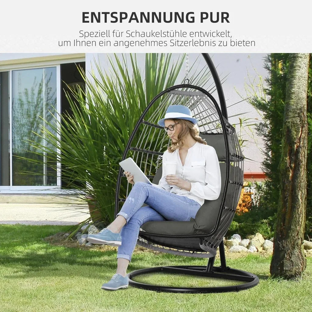 Hängesessel Kissen Auflage für Hängekorb Sitzkissen Ersatzkissen Hängeschaukel Rückenkissen Polyester 112 x 79 x 22 cm