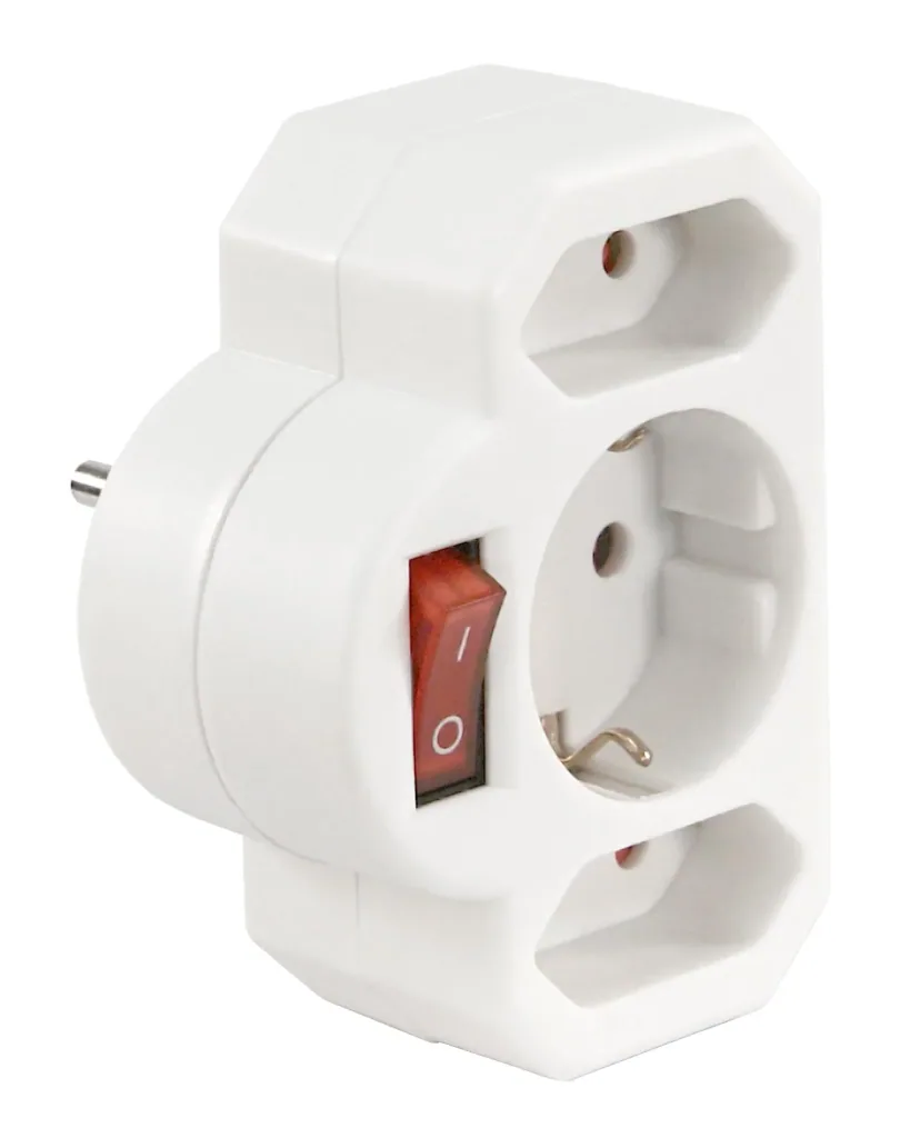 Steckdosenadapter 1x Schutzkontakt, 2x Euro