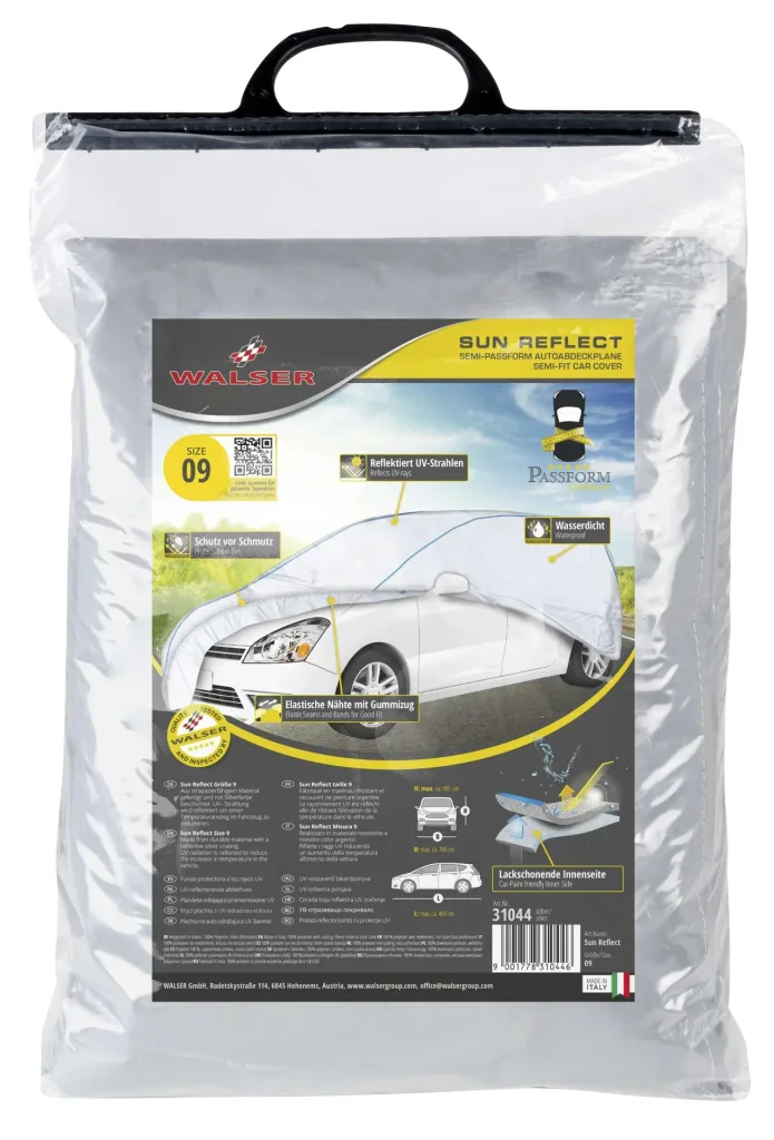 Autoabdeckplane Sun Reflect - Größe 9 - 465x180x165cm - 112g/m² - PES beschichtet