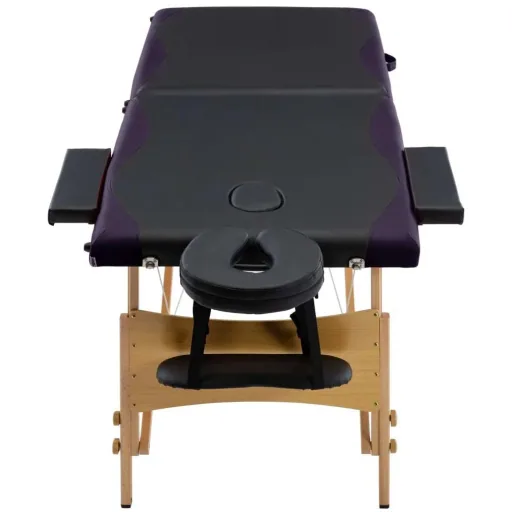 Klappbarer Massagetisch 2 Zonen Holz schwarz