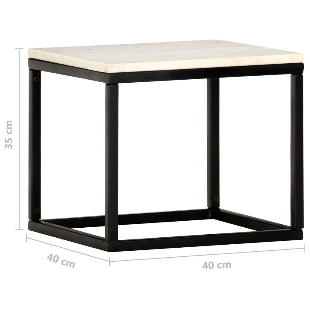 Couchtisch 40x40x35 cm Echtstein mit Marmorstruktur weiß