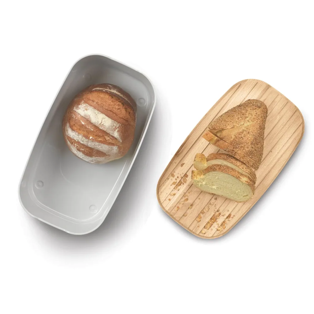 Brotkasten Bready mit 2-in-1 Wendedeckel Buchenholz