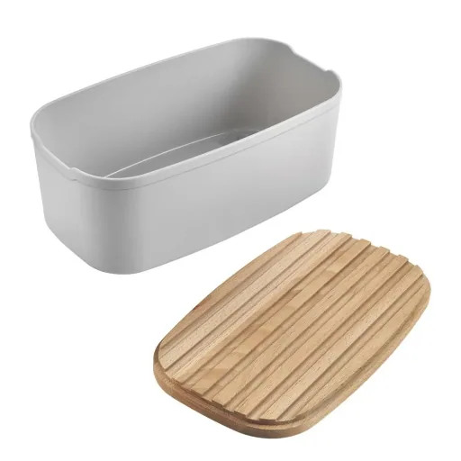 Brotkasten Bready mit 2-in-1 Wendedeckel Buchenholz