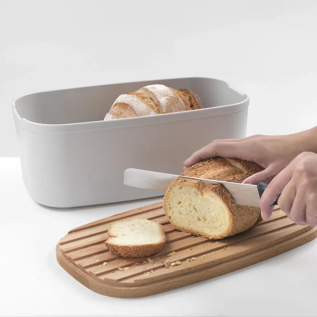 Brotkasten Bready mit 2-in-1 Wendedeckel Buchenholz
