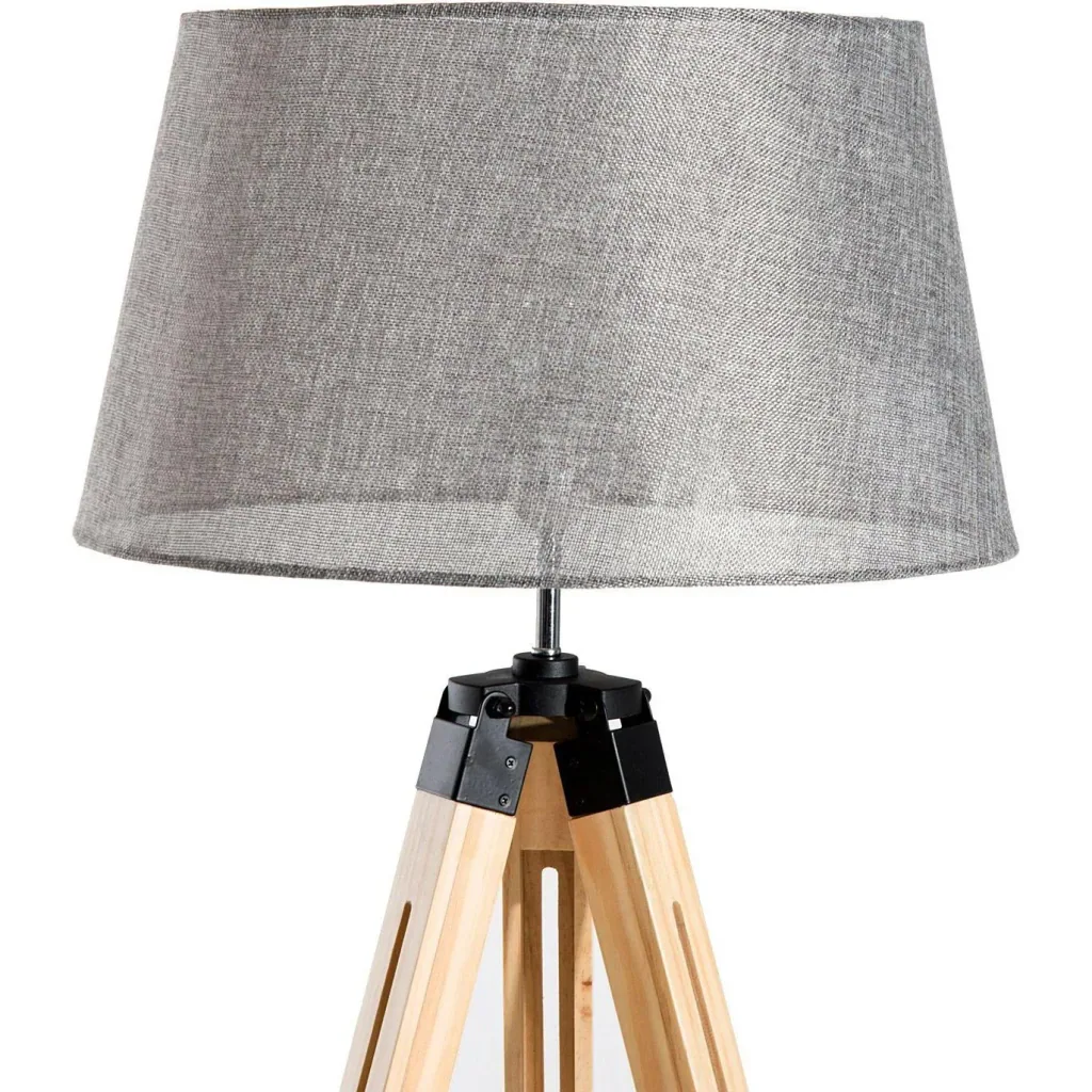 Stehlampe Dreibein höhenverstellbar 99-143cm E27 Kiefer Grau