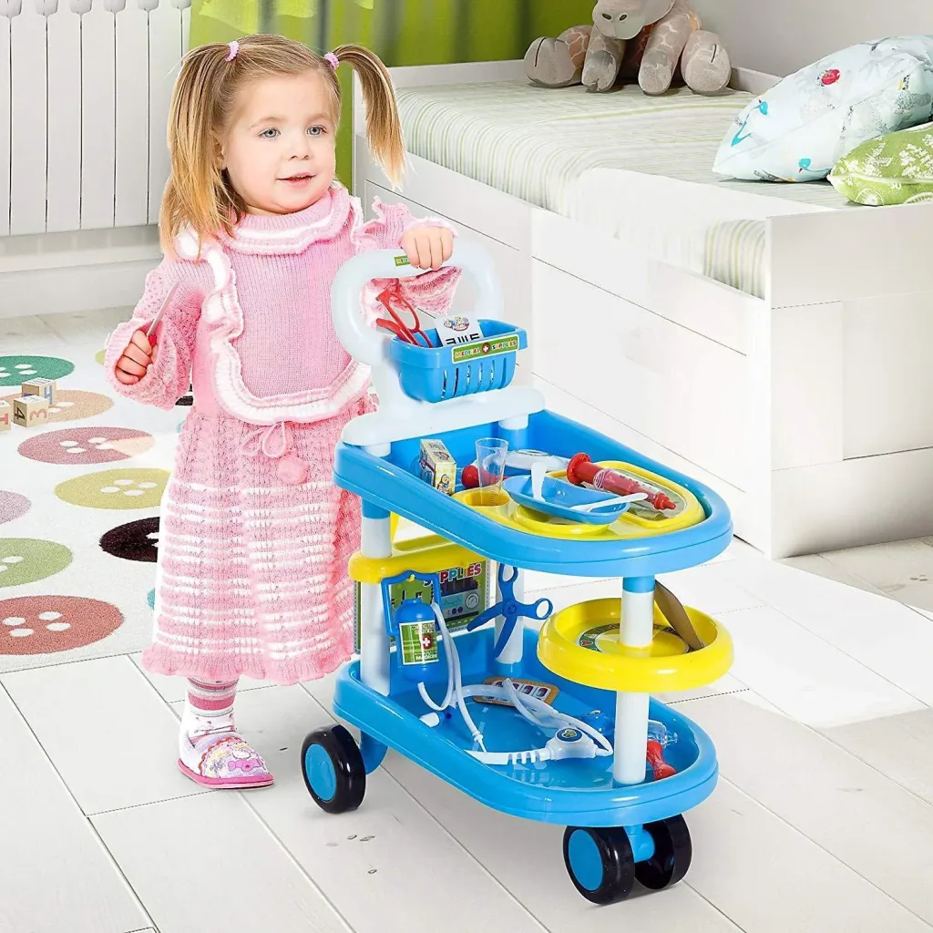 Kinder Arztwagen Doktor Trolley Rollenspiel Blau