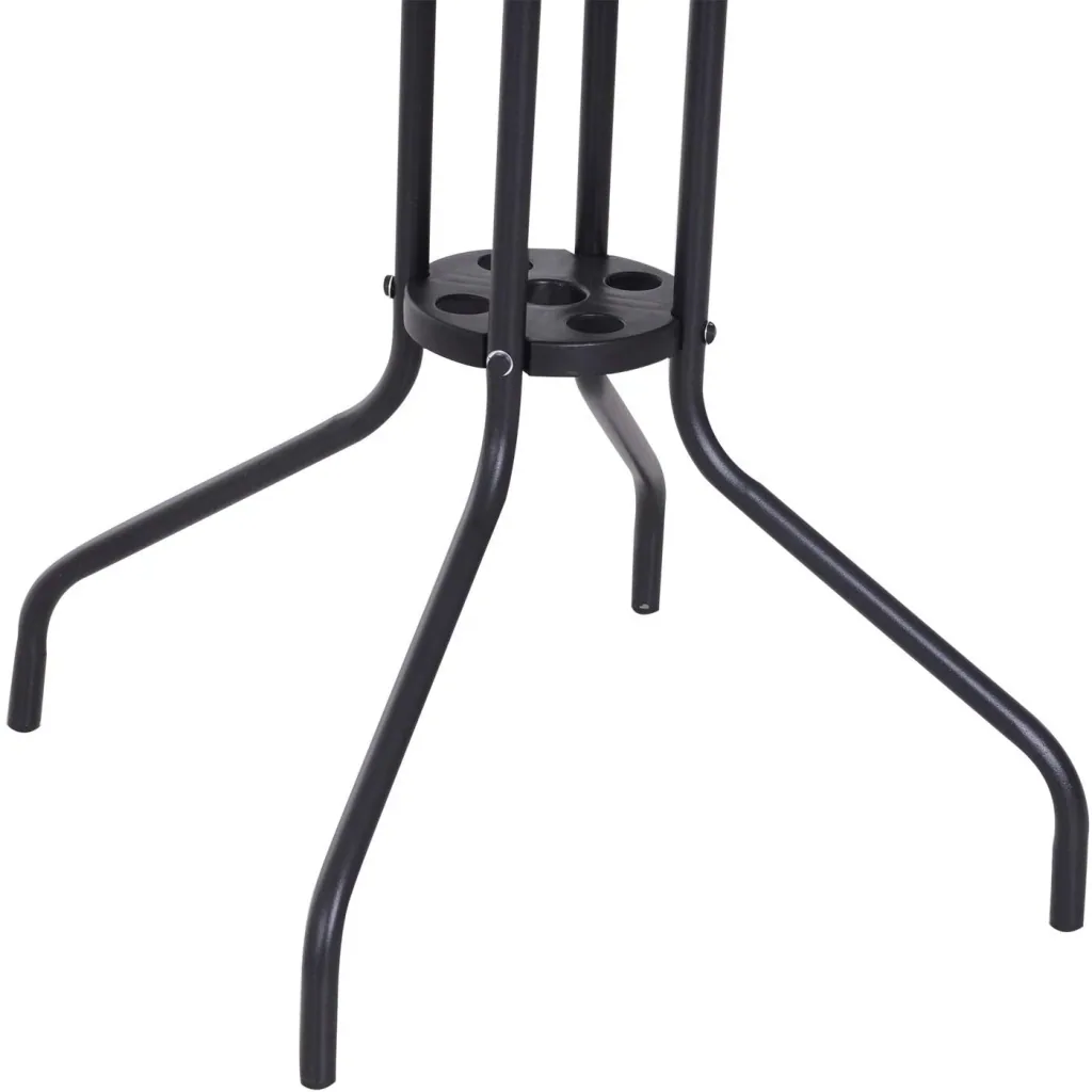 Gartentisch Balkontisch Bistrotisch Gartenmöbel mit Schirmloch Hartglas + Metall Schwarz Ø80 x 72 cm