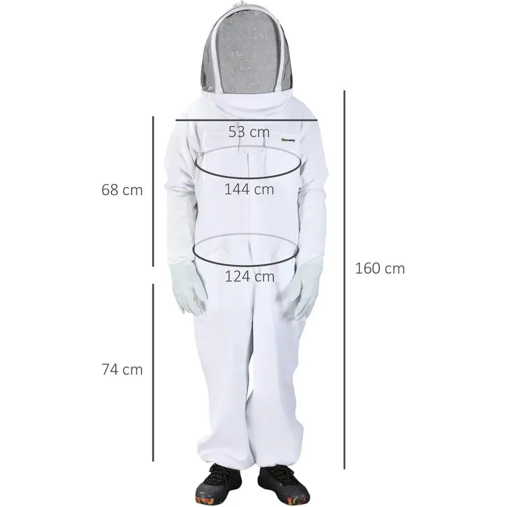 Imkeranzug mit Ziegenlederhandschuhen - Baumwolle - Weiß - XXXL