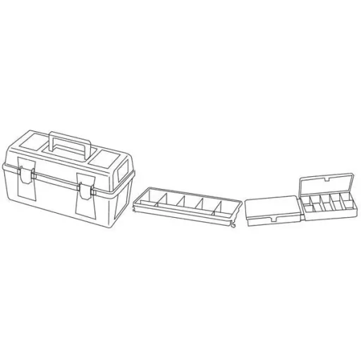TAYG Werkzeugkasten - 356 x 184 x 163 mm - Mit Ablage und Sortierkasten