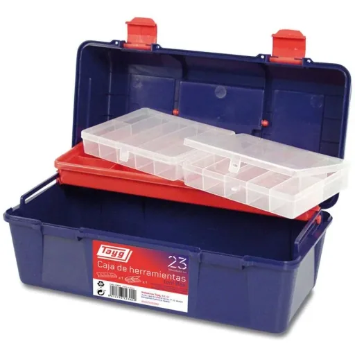 TAYG Werkzeugkasten - 356 x 184 x 163 mm - Mit Ablage und Sortierkasten