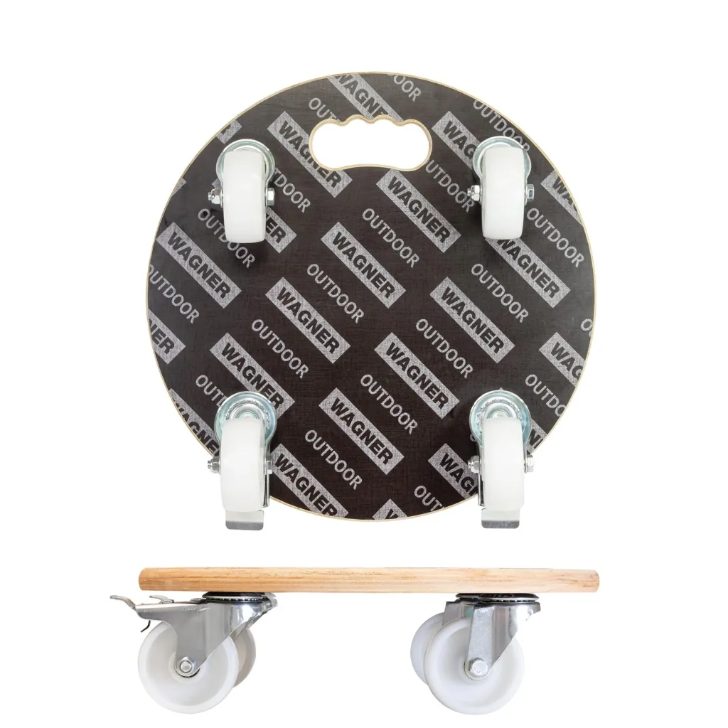 Multi Roller MR 1107, Ø 38 x 11 cm, harte Rollen Ø 75 mm, Rollenlager, 2 Bremsen, Platte FSC®, Tragkraft 300 kg