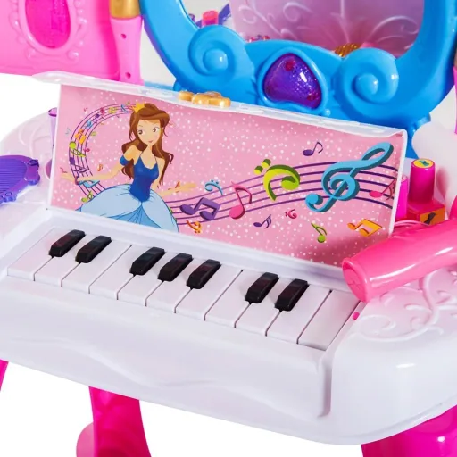 Kinderschminktisch Frisiertisch mit Klavier Rosa