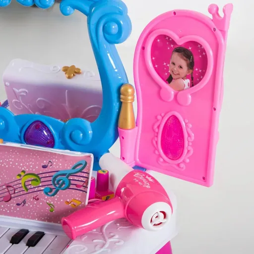 Kinderschminktisch Frisiertisch mit Klavier Rosa