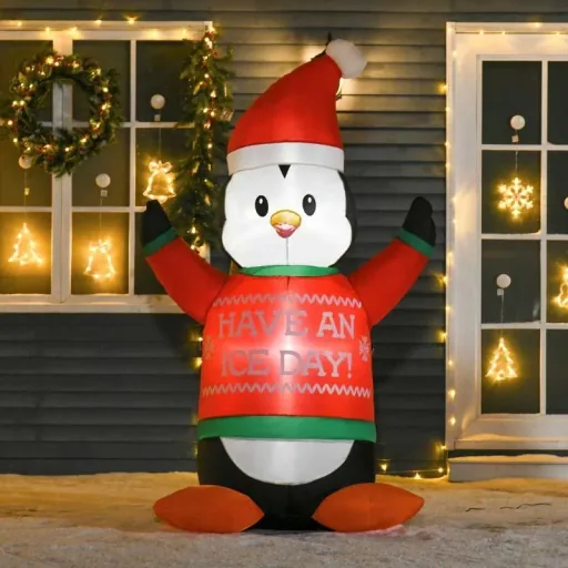Aufblasbare Pinguin-Figur 1,88 m Weihnachtsdekoration mit Lichtern