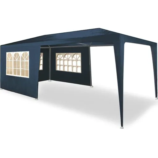 Partyzelt Riminimet Seitenwände und Rundbogenfenster - blau - 3x6m