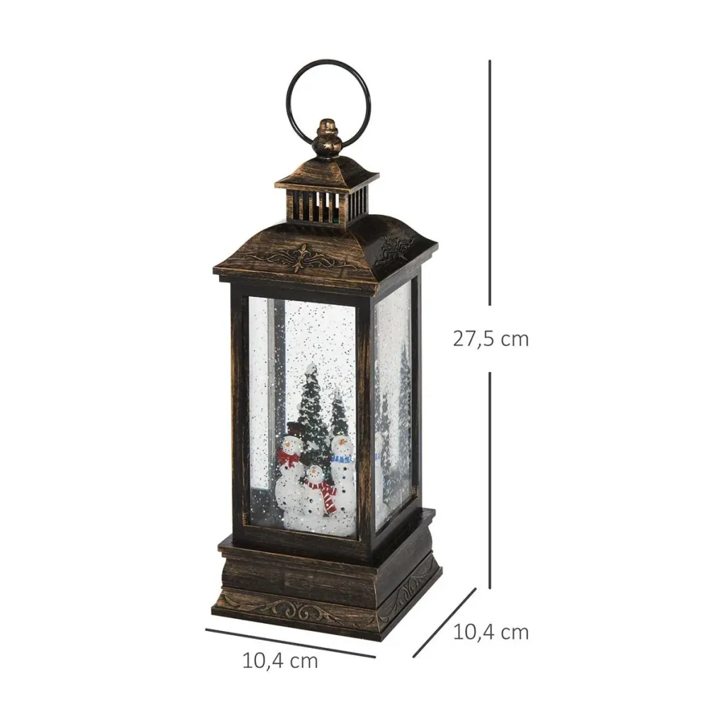 Weihnachten Schneelaterne mit Santa Musik Licht Schnee, Glaskugellaterne, 6h Timer, Metall 10,4 x 10,4 x 27,5 cm