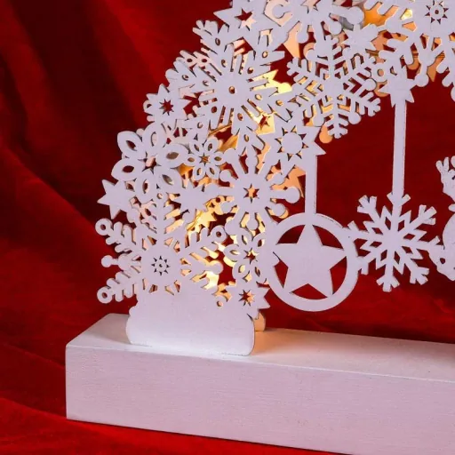 Kerze Bogen Weihnachten Schneeflocken Weiß