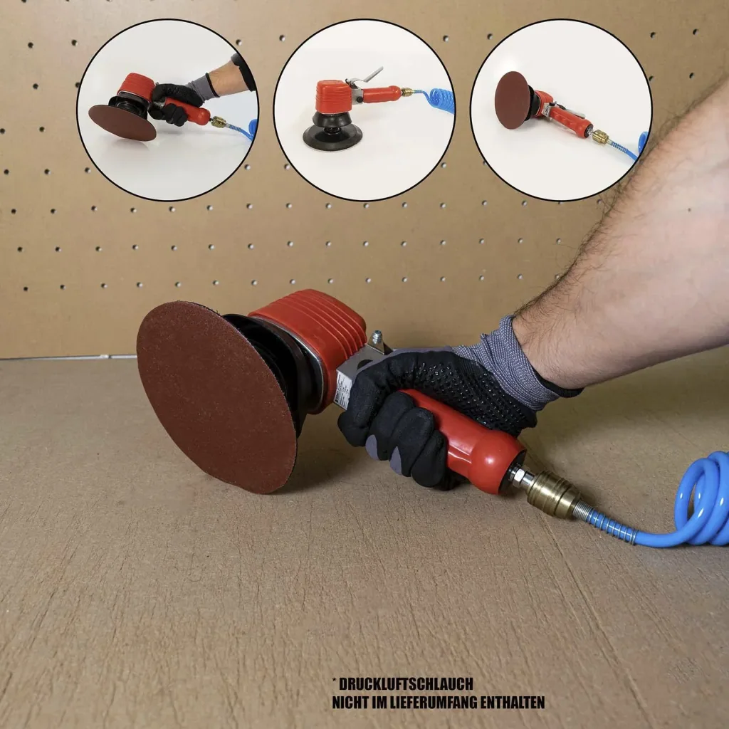 Druckluft-Exzenterschleifer mit 5 Schleifpads
