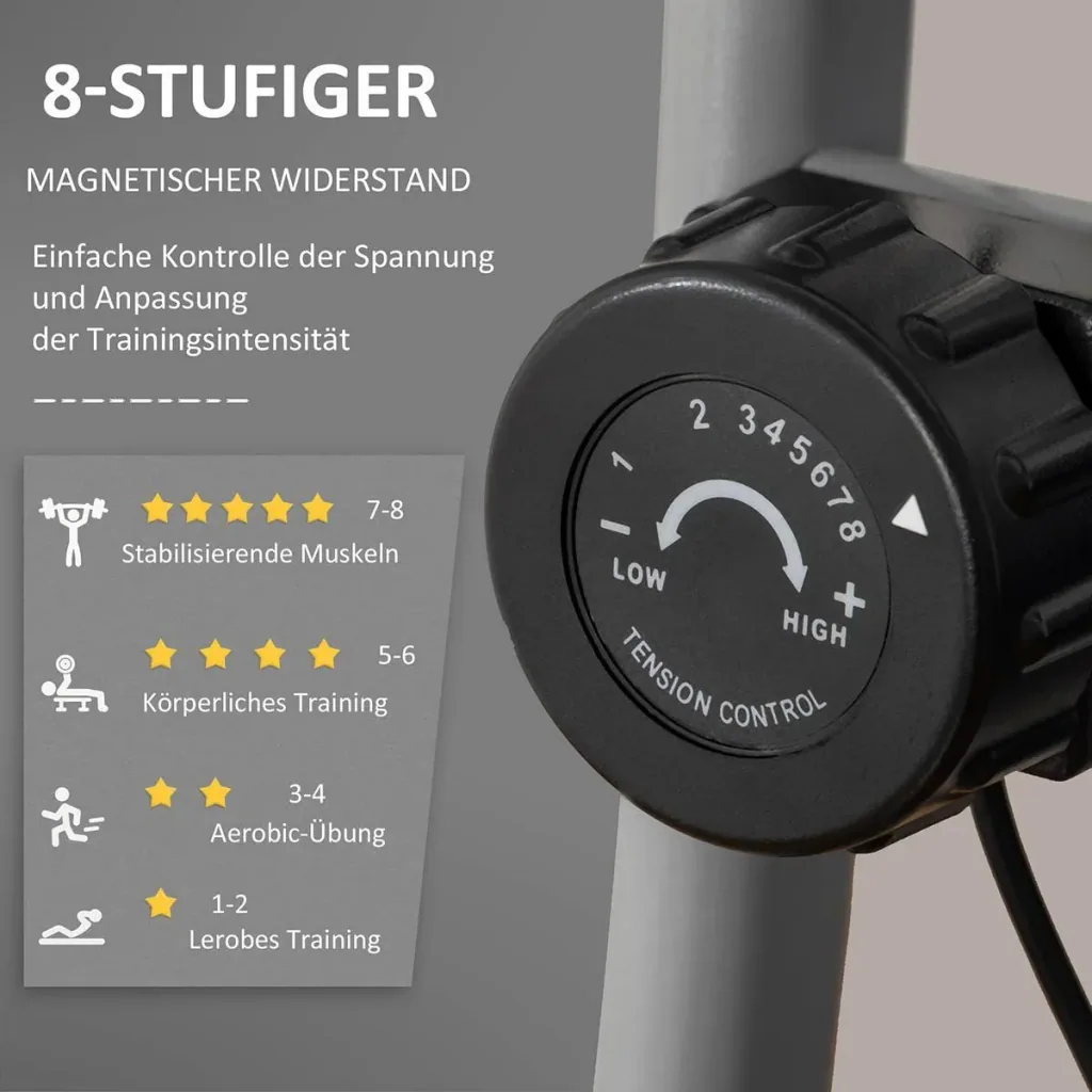Heimtrainer X-Bike Fahrradtrainer mit 8 stufig einstellbarem Magnetwiderstand faltbares Fitnessfahrrad höhenverstellbar
