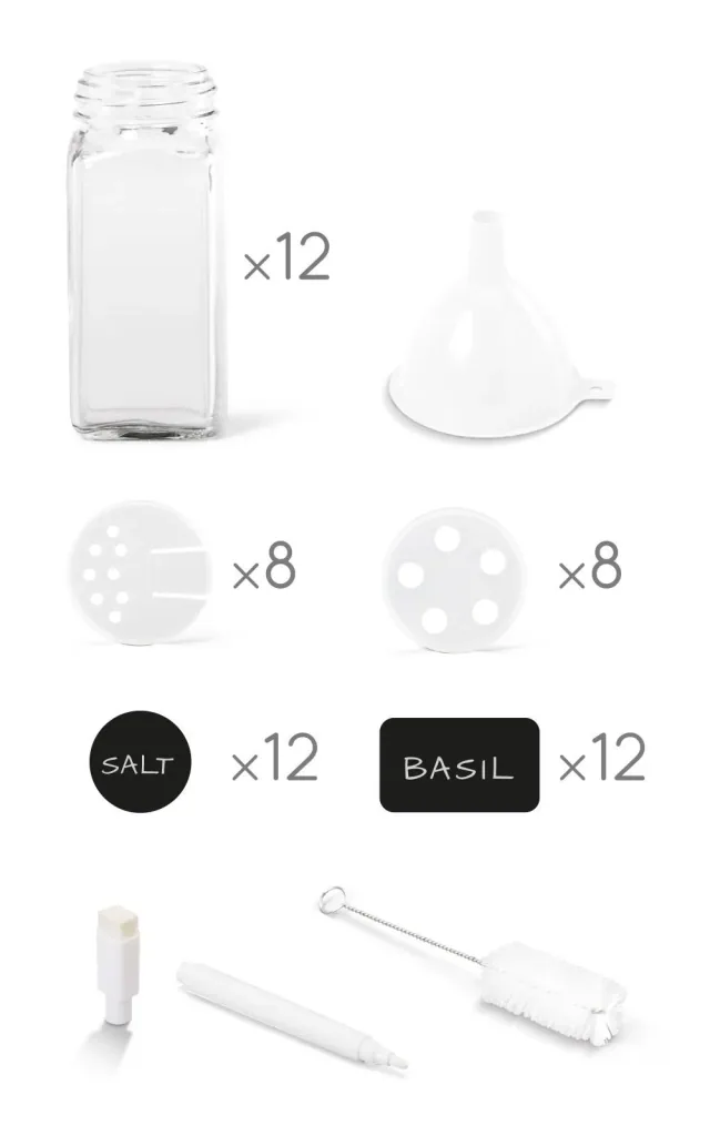 Gewürzstreuer Set 12 Gläser, 64-teilig
