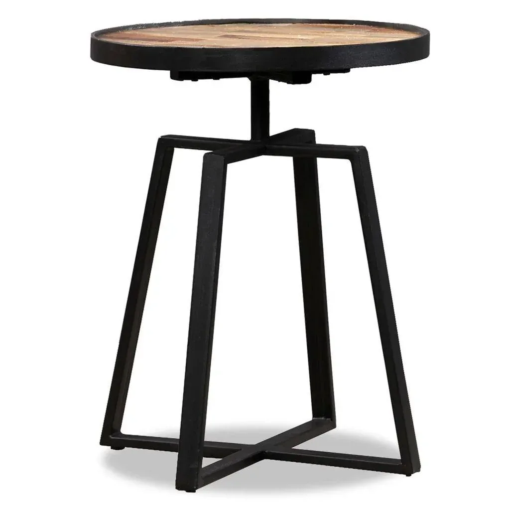 Couchtisch rund massiv recyceltes Teakholz