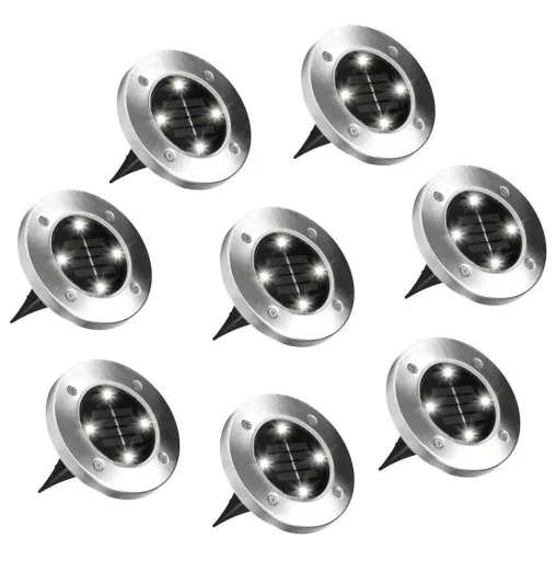 LED Solarleuchte Disk Lights - 8 Stück