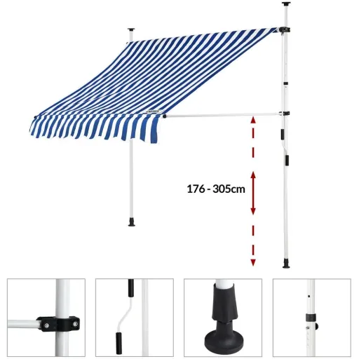Klemmmarkise blau/weiß 150cm