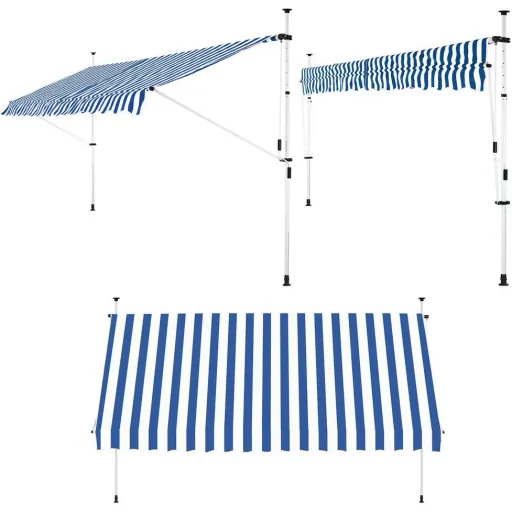 Klemmmarkise blau/weiß 150cm