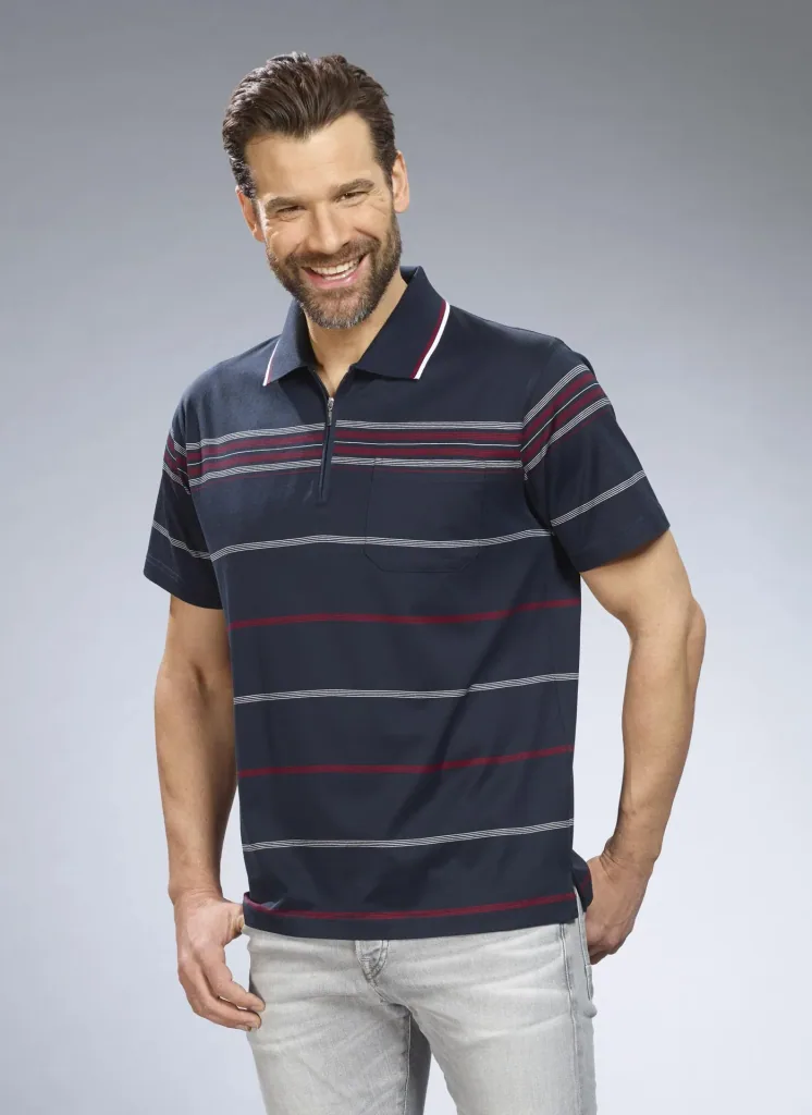 Poloshirt gestreift, Farbe marine, Gr.M