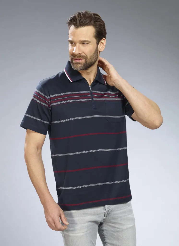 Poloshirt gestreift, Farbe marine, Gr.M