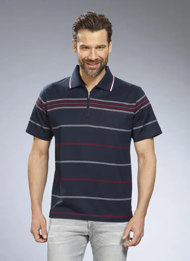 Poloshirt gestreift, Farbe marine, Gr.M