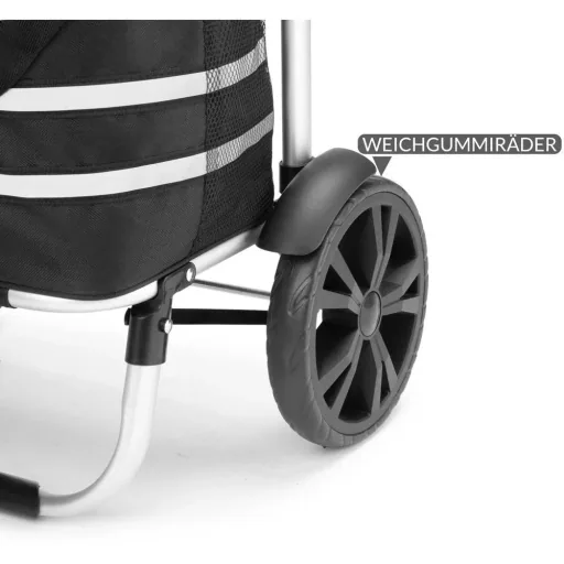 Einkaufswagen Max 25kg|Abnehmbare Einkaufstasche|Mit Kühlfach | Aluminium schwarz
