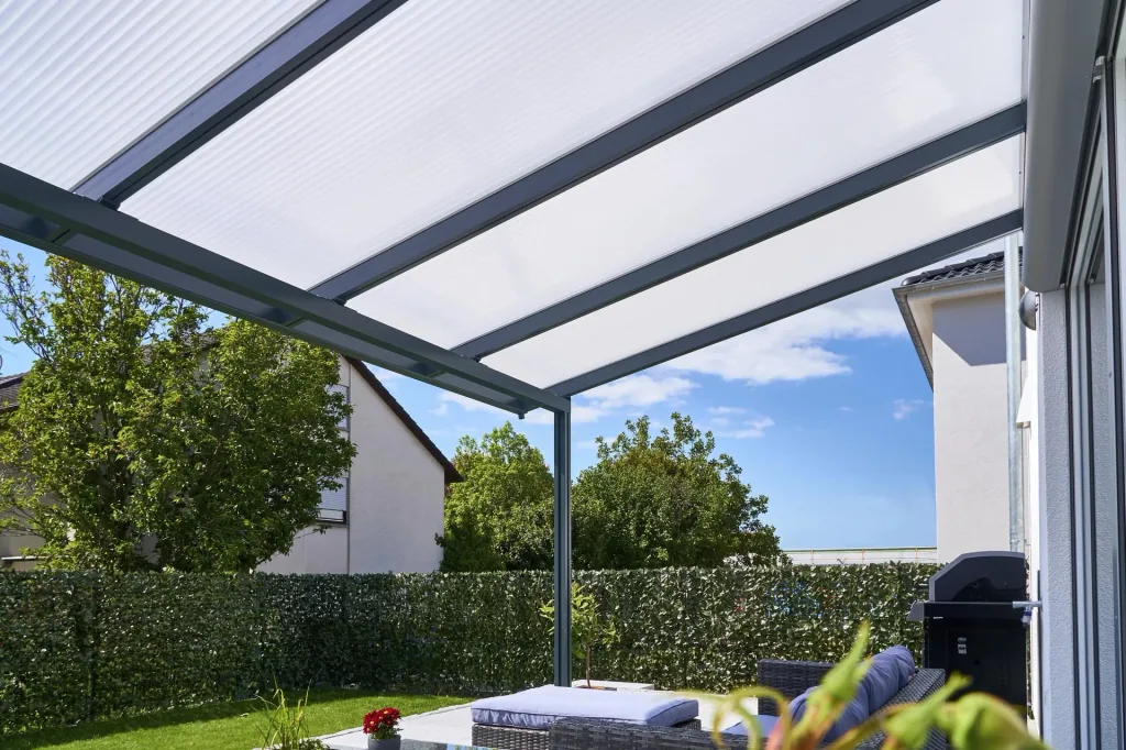 Terrassendach Premium, anthrazit, 4102 x 3060 mm - Klima blue