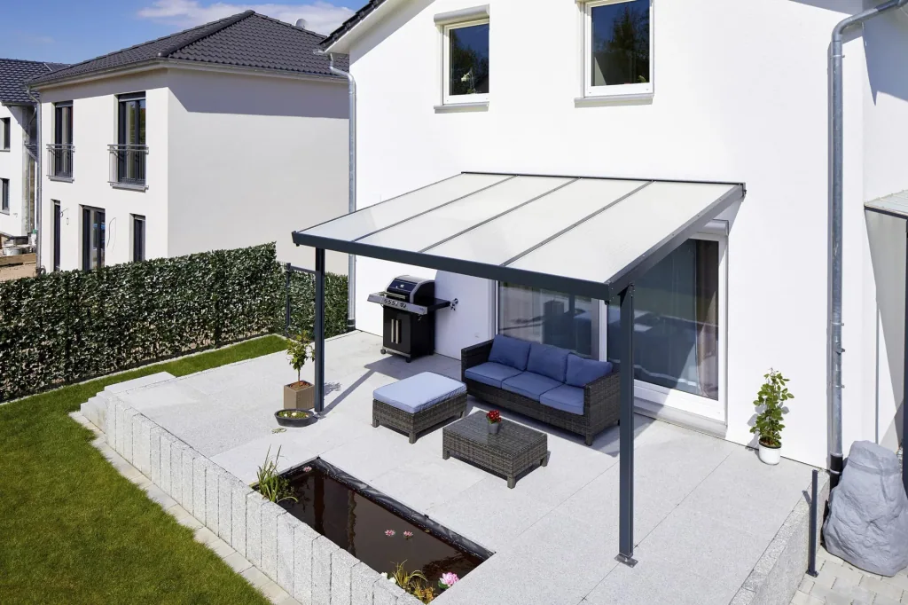 Terrassendach Premium, anthrazit, 4102 x 3060 mm - Klima blue