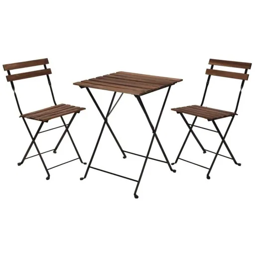 NL Pro Garden Bistro Set 3-teilig - 71x55x54 cm - Holz Dunkelbraun/Schwarz Metall