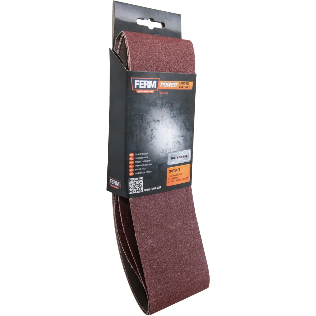 BSA1013 Schleifbänder, 75x533mm (P60, P100, P120), 3-Tlg.