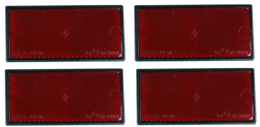 Rückstrahler, 4 Stück, rot, hinten, 105 x 55 mm