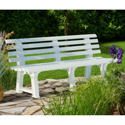 NL Gartenbank 145x49x74 cm - Weiß- 3 Personen