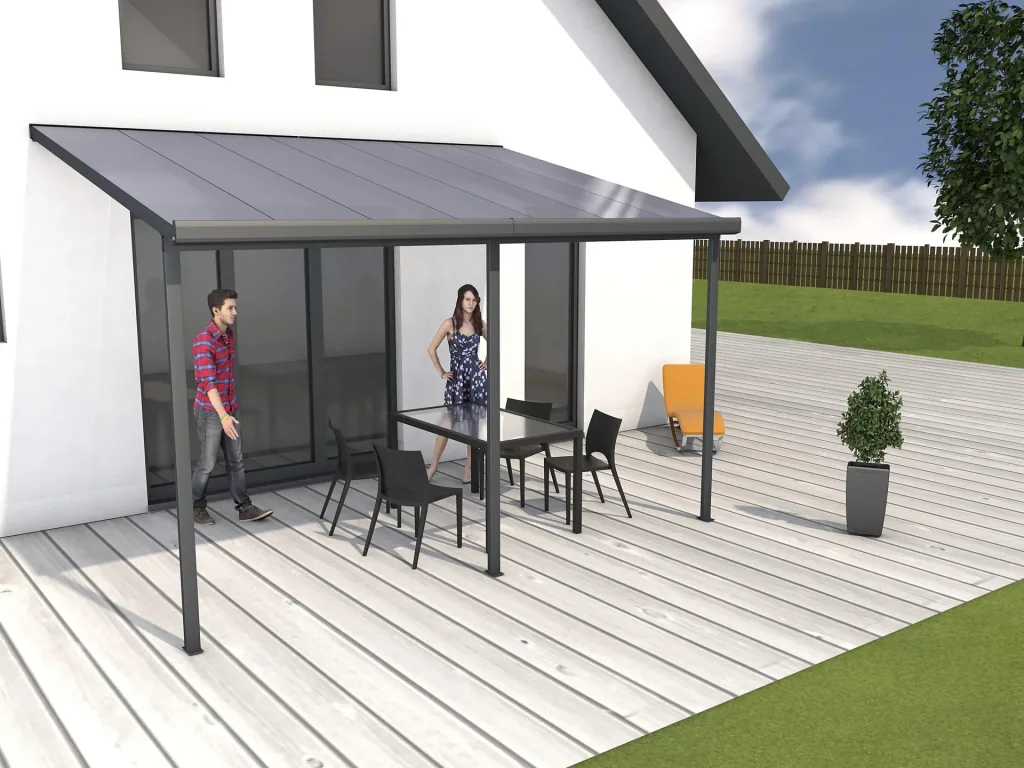 Terrassendach Bausatz, Farbe anthrazit, 4260 x 3060 mm