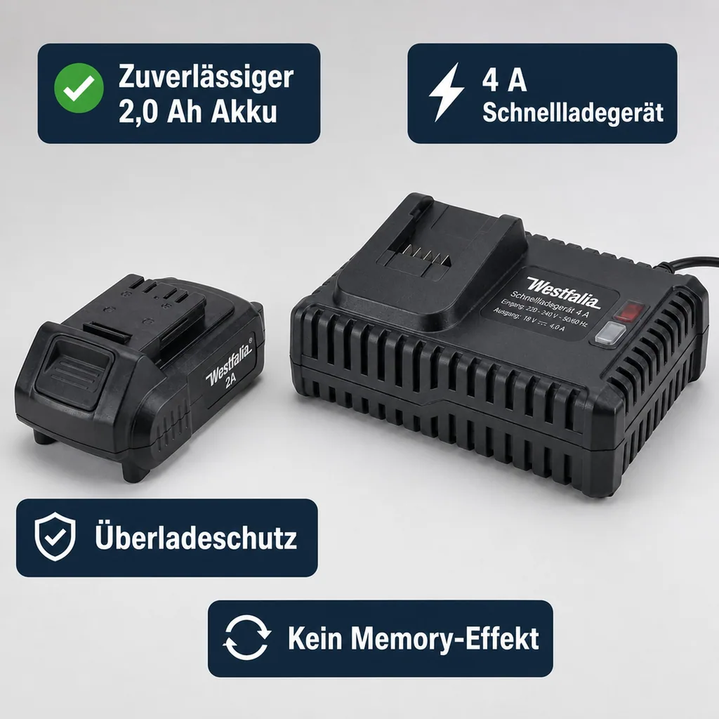 Starter-Set Quick 18 V Li-Ion: 1 x Akku 2,0 Ah + 1 x Schnellladegerät 4 A