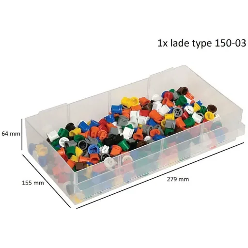 Schubladenblock mit 44 Schubladen - 51x30,6x15cm MIT losem Einsatz A9-1 - Kunststoff