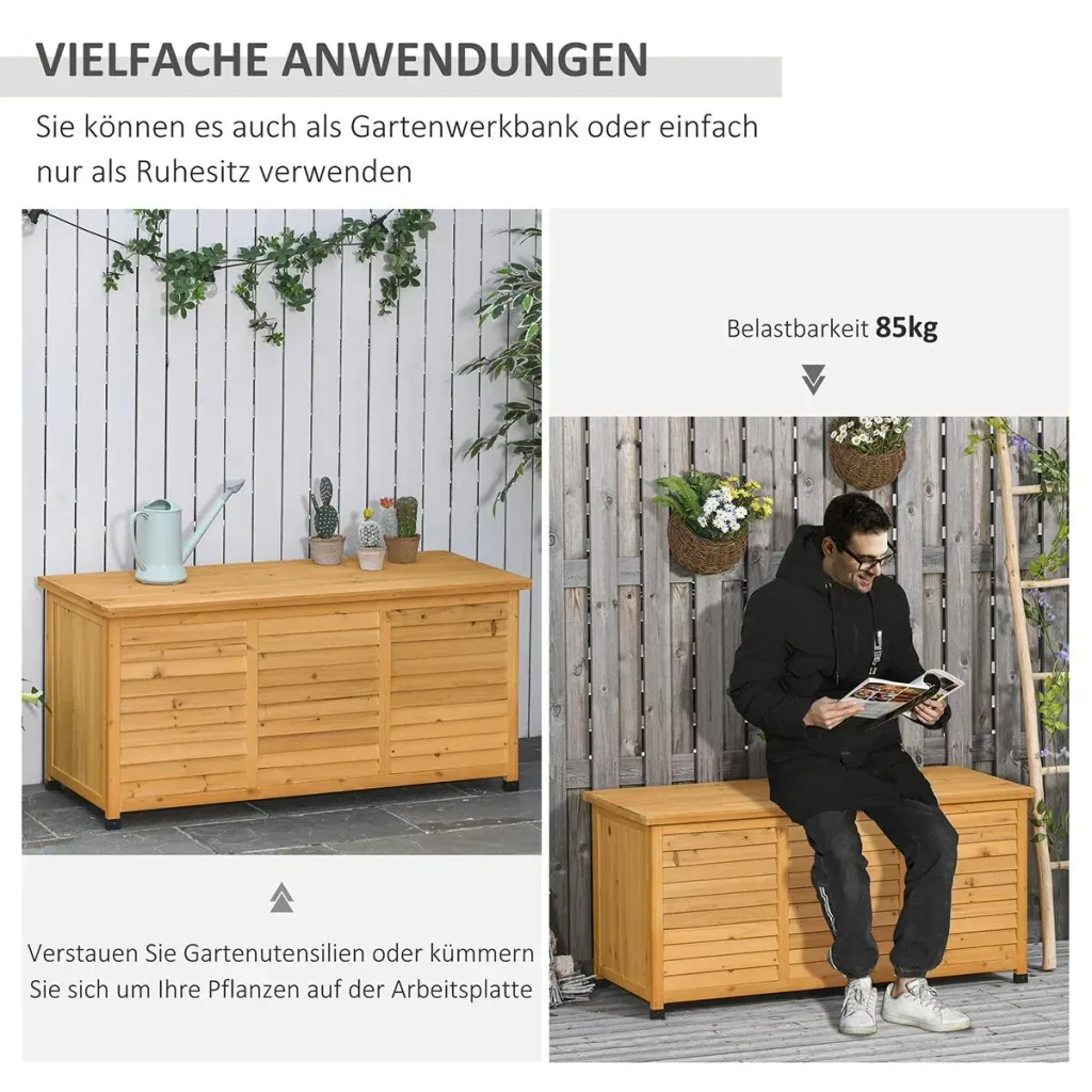 Gartenschrank Gerätehaus Gerätescharank wasserbeständig Tannenholz dauerhaft große Raum 127 x 56 x 60 cm Gelb