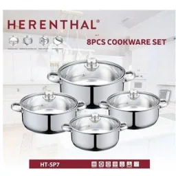 Herenthal 8-teiliges Kochgeschirr-Set mit Deckel - Silber