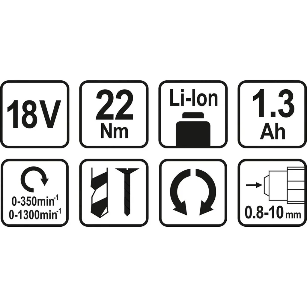 Akkubohrmaschine mit 2 Akkus und 1 Ladegerät - 18V - 10mm - 22Nm