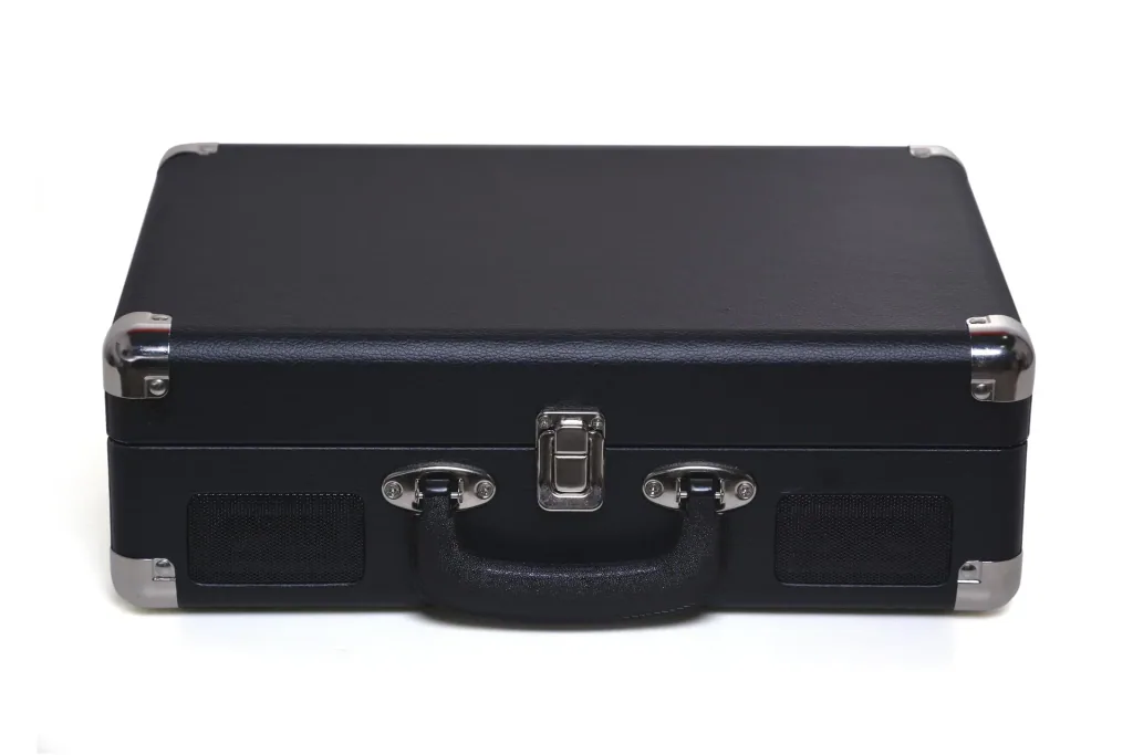 Kofferplattenspieler mit Encoding-Funktion, AUX-in, Bluetooth, USB im Echtholzgehäuse