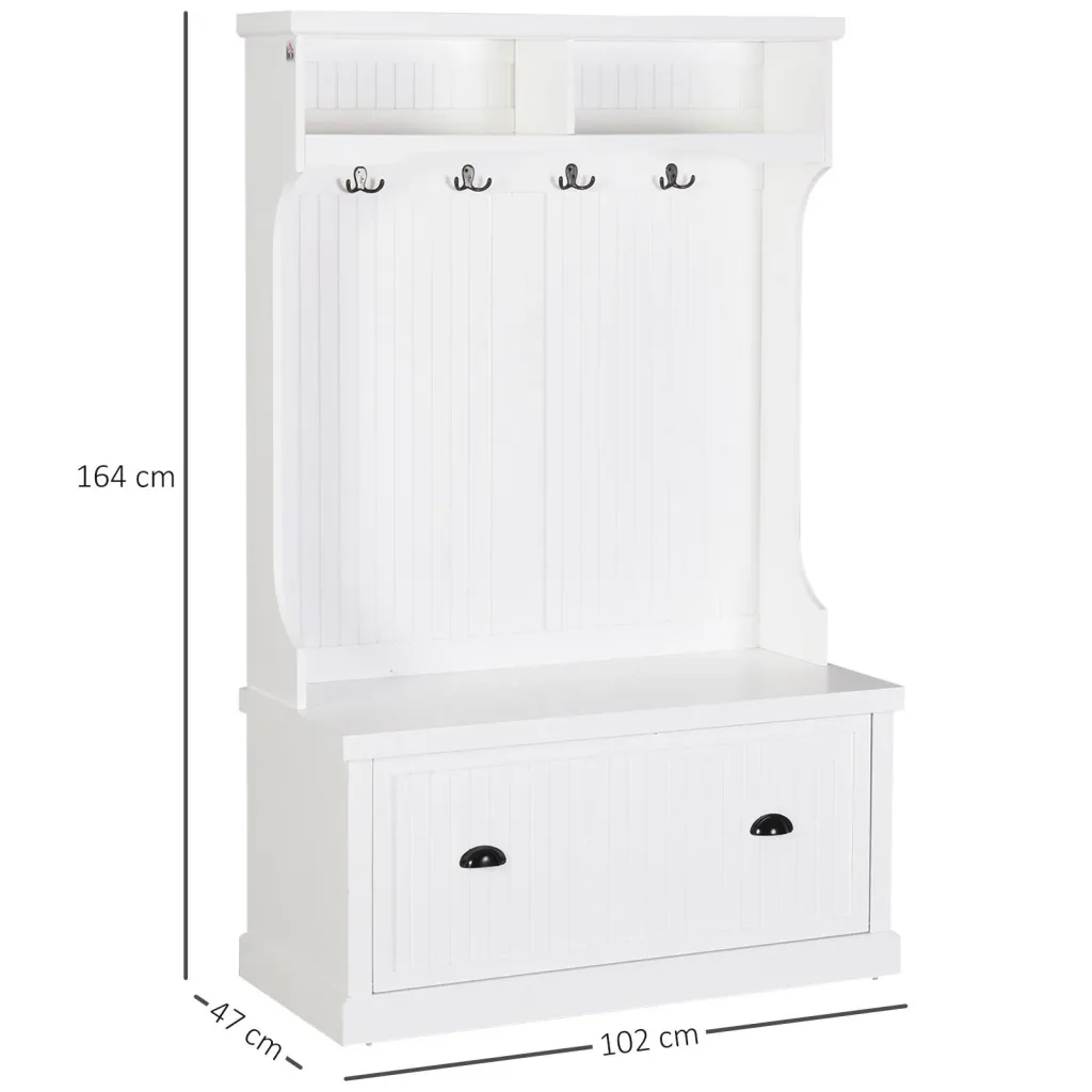 Garderobe mit Bank, weiß